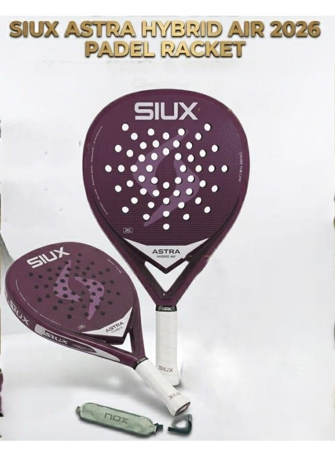 Siux Astra Hybrid Air 2026 Padel Racket – Lightweight Women’S Hybrid Racquet With Eva Soft Core, Fiberglass Build, 3D Sand Finish For Control & Power