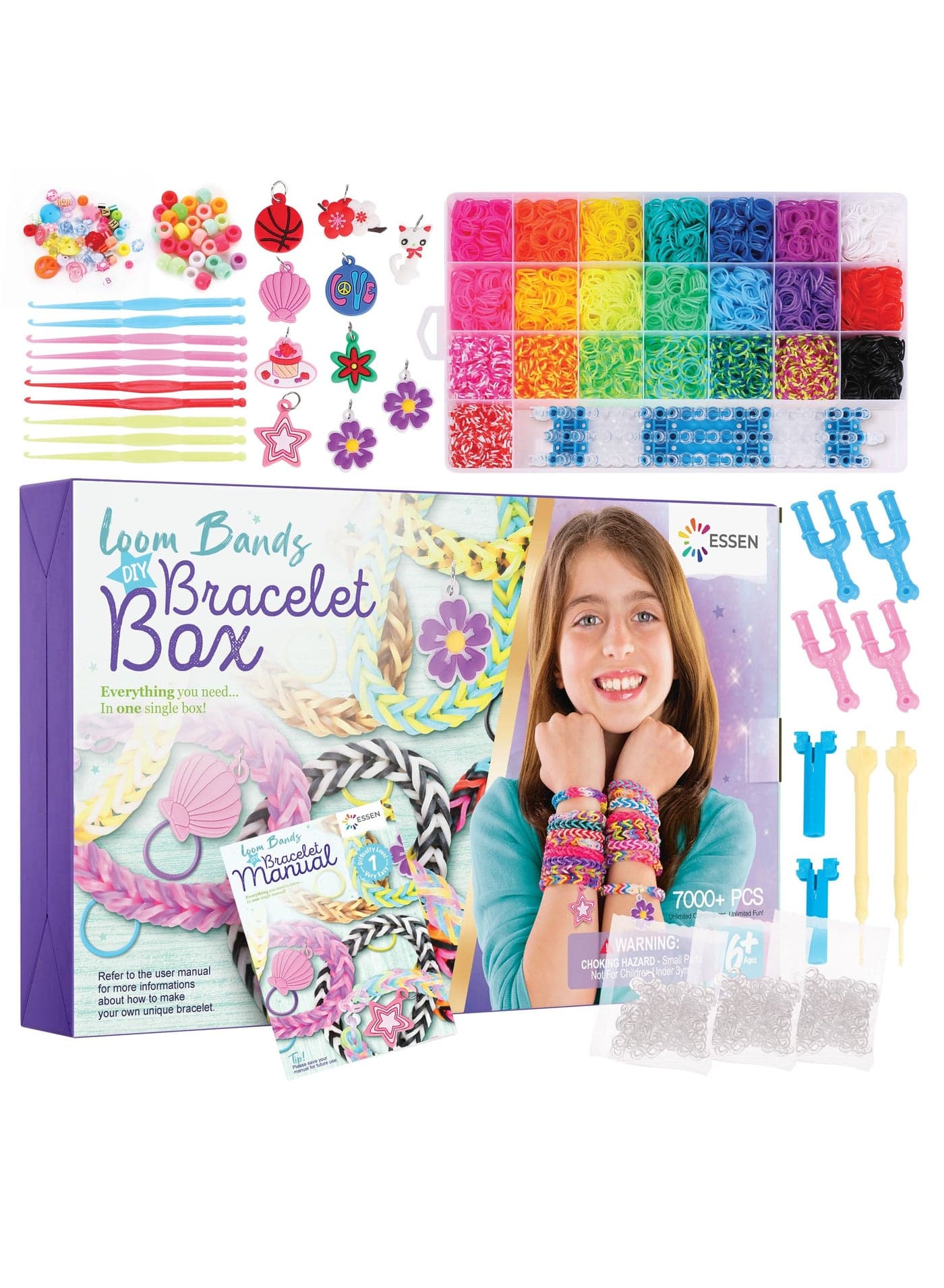 Loom Rubber Bands Kit Bracelet Jewelry Making DIY Craft Kit for Girls Friendship Bracelet with Loom Board, Manual - 7000+ pcs