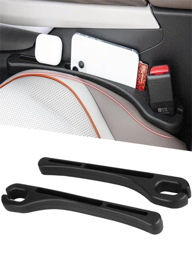 Car Seat Gap Filler, 2 Pack Car Gap Filler Prevents Things from Falling Out with Seat Belt Holes, Auto Crevice Blockers Fill Gap in Between Seat and Console, Universal for Most Cars, Trucks and, Black
