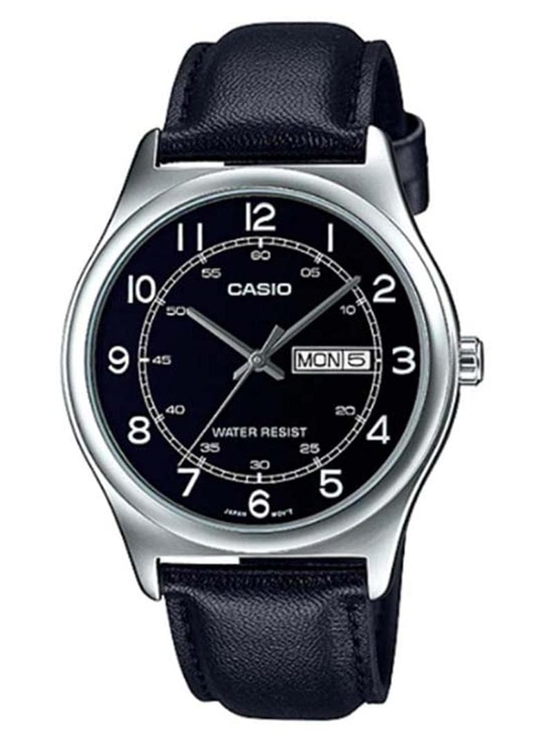 Men Leather Analog Wrist Watch MTP-V006L-1B2UDF