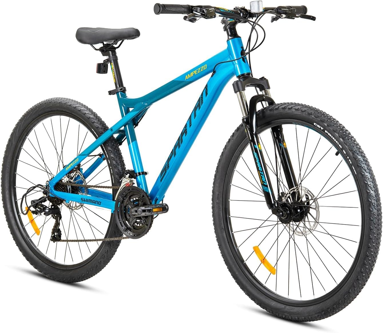 27.5-Inch Ampezzo Road Bike | 27.5-Inch Wheel Size | Alloy Frame | Shimano 21-Speed Drivetrain | Front Suspension, Disc Brakes & Double Wall Rims – Trail-Ready MTB | Blue Chill