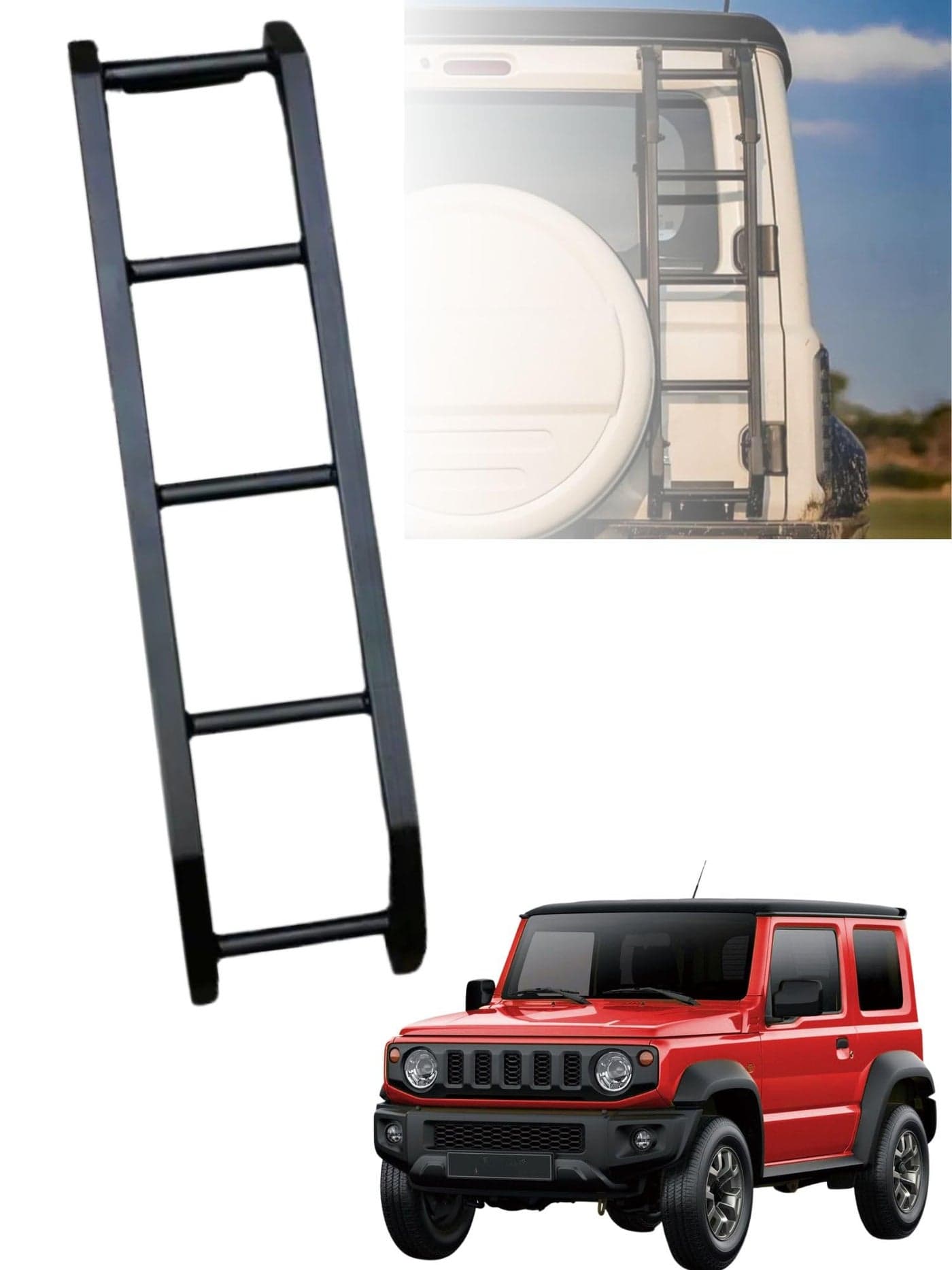 TRX AUTO Premium Rear Ladder Straight Style For Suzuki Jimny 2 Door & Suzuki Jimny 5 Door 2018 To 2025| Suzuki Jimny Compatible Car Accessories | Jimny 2025 accessories