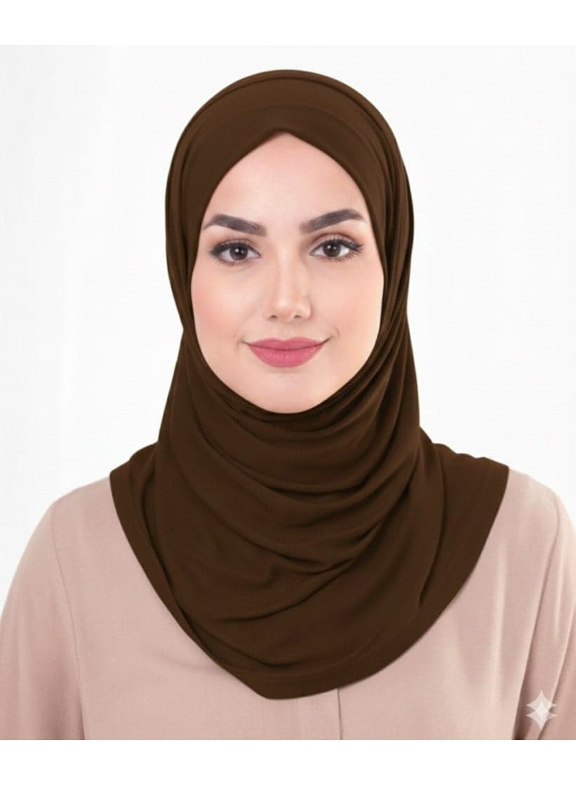 Premium Turkish Jersey Hijab for Women – Soft, Stretchable, Non-Slip Headscarf, 180x70cm, Coffee Brown