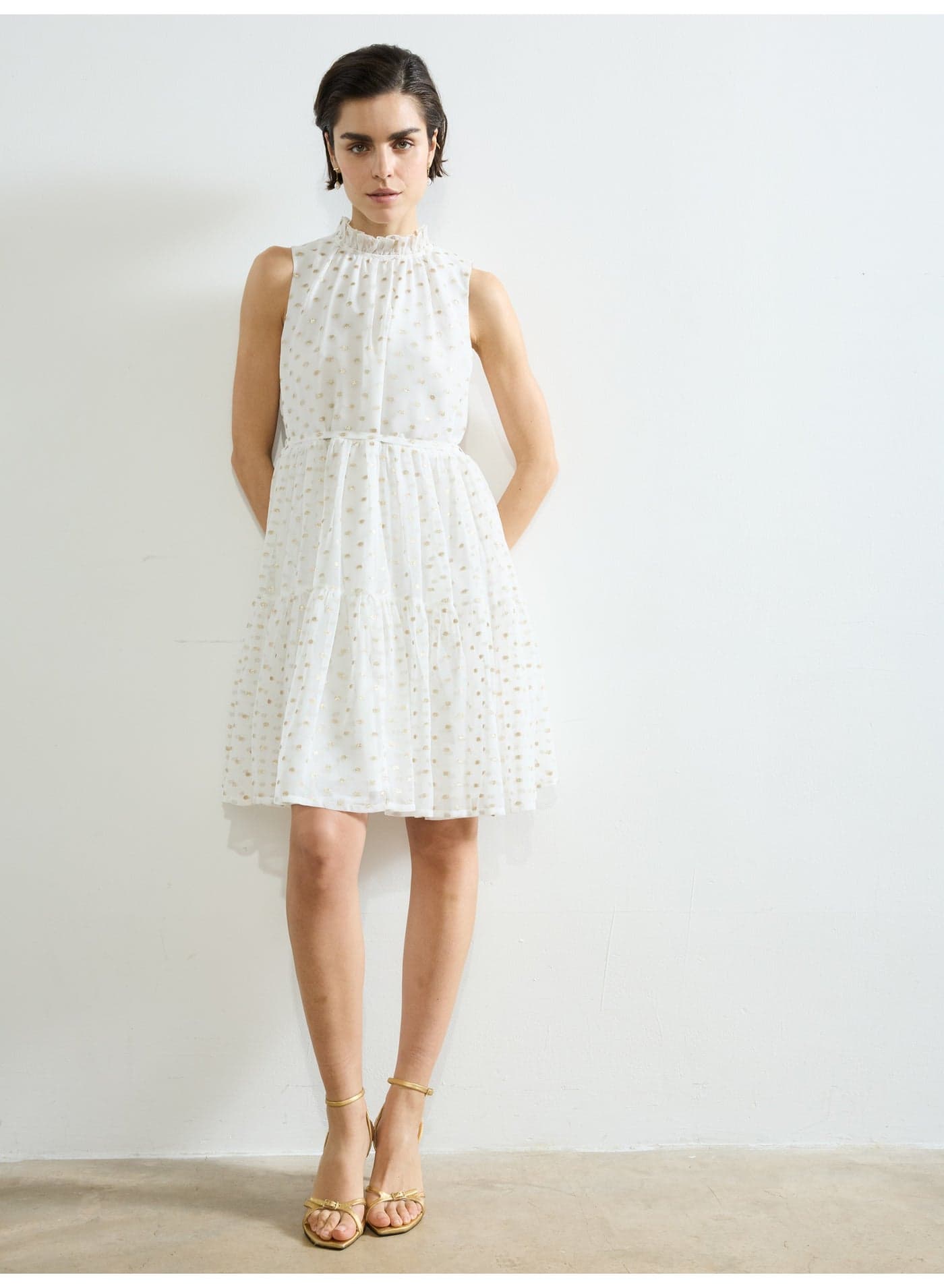 Arlo Jacquard Lurex Dot Tiered Dress