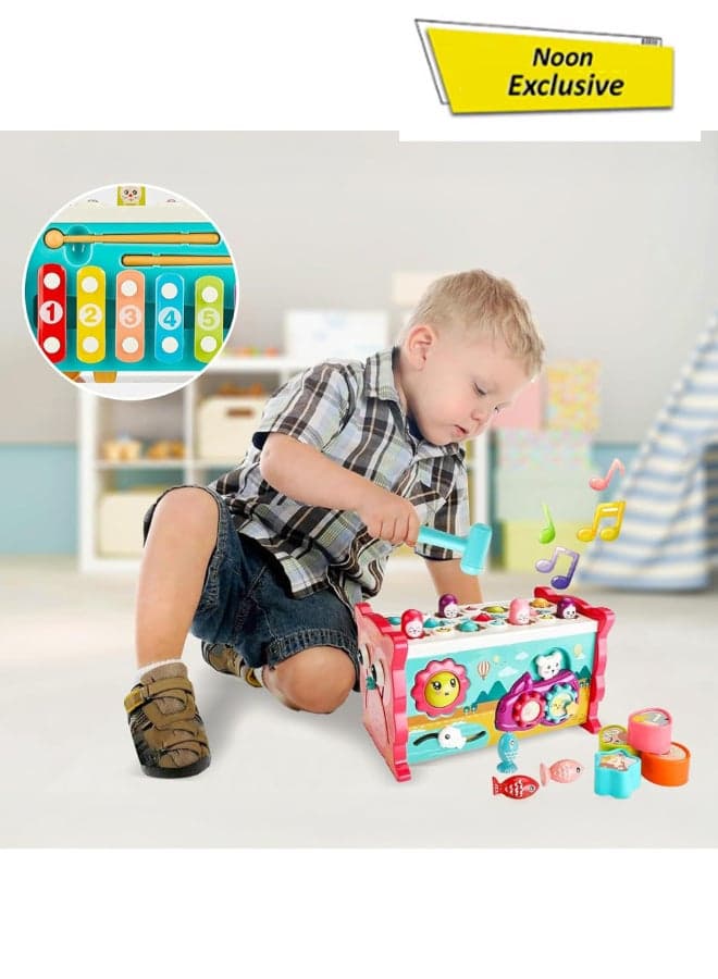 8-In-1 Baby Magic Activity Box – Whack-A-Mole, Piano, Fishing, Shape Sorter & Gears | Montessori Sensory Toy With Lights & Music | Learning Toy For Toddlers 1 Year+
