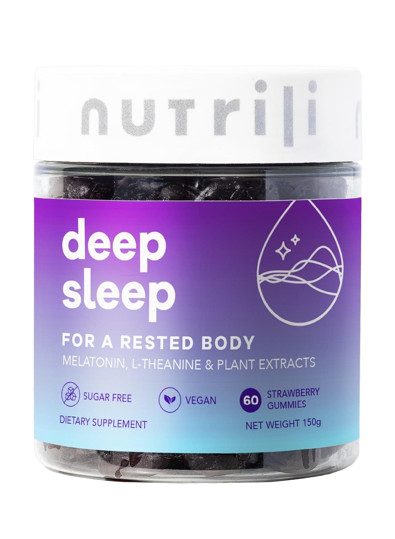 Deep Sleep Gummies 150g, Sleep Support, Melatonin, L-Theanine, Passionflower, Chamomile, Lavender, Griffonia, Rosemary – 60 Gummies