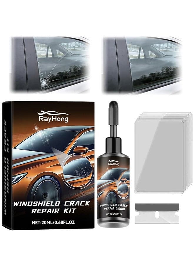 Windshield Crack Repair Kit, Car Windshield Crack Repair Kit, Glass Repair Liquid For Cracks And Chips, Rock Chip Repair Kit For Fix Windows, Mirrors, Glasses, All Crack Types, Automotive Windscreen Tool For Fixing Chips