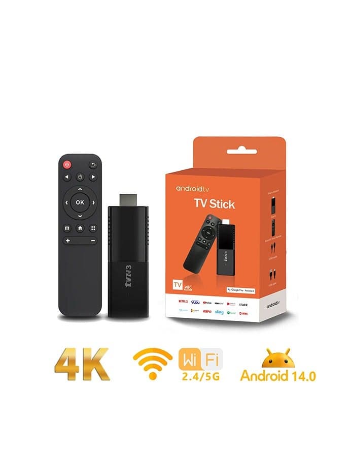 Android 14.0 Smart TV Stick, 4K UHD Streaming Device, 2.4G/5G WiFi, Quad-Core Processor, Allwinner H313, 2GB RAM, 8GB ROM, Multi-Language Support