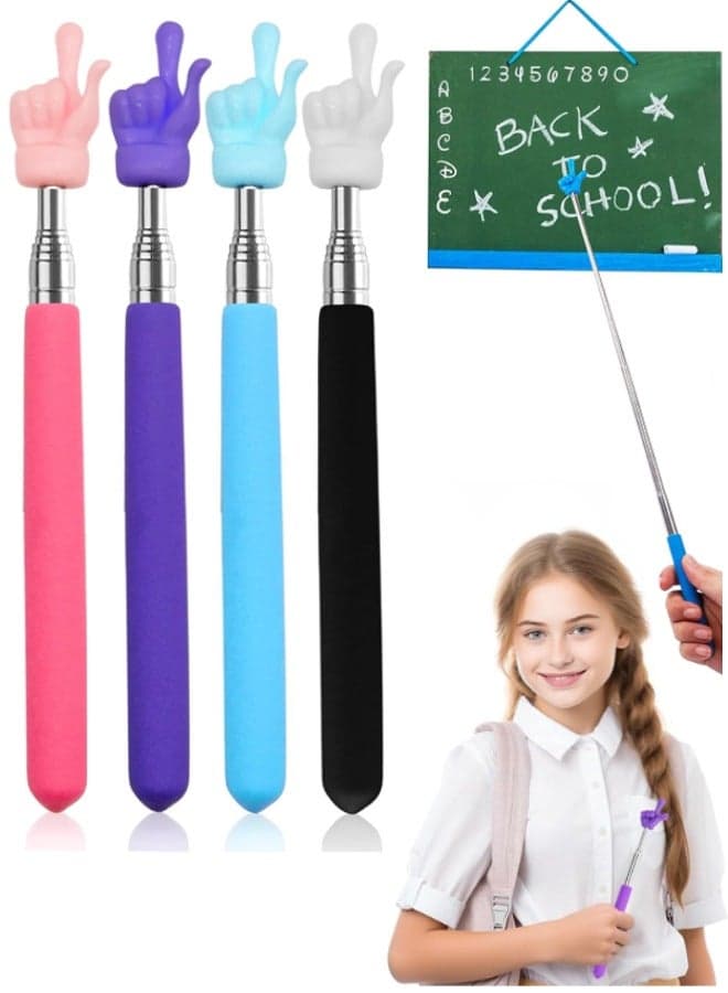 Telescopic Teachers Pointer, 4pcs Extendable Hand Pointer Finger Pointer Stick Pointer Stick Presenter Whiteboard Pointer for Elementary School Kindergarten Teacher, Classroom Supplies