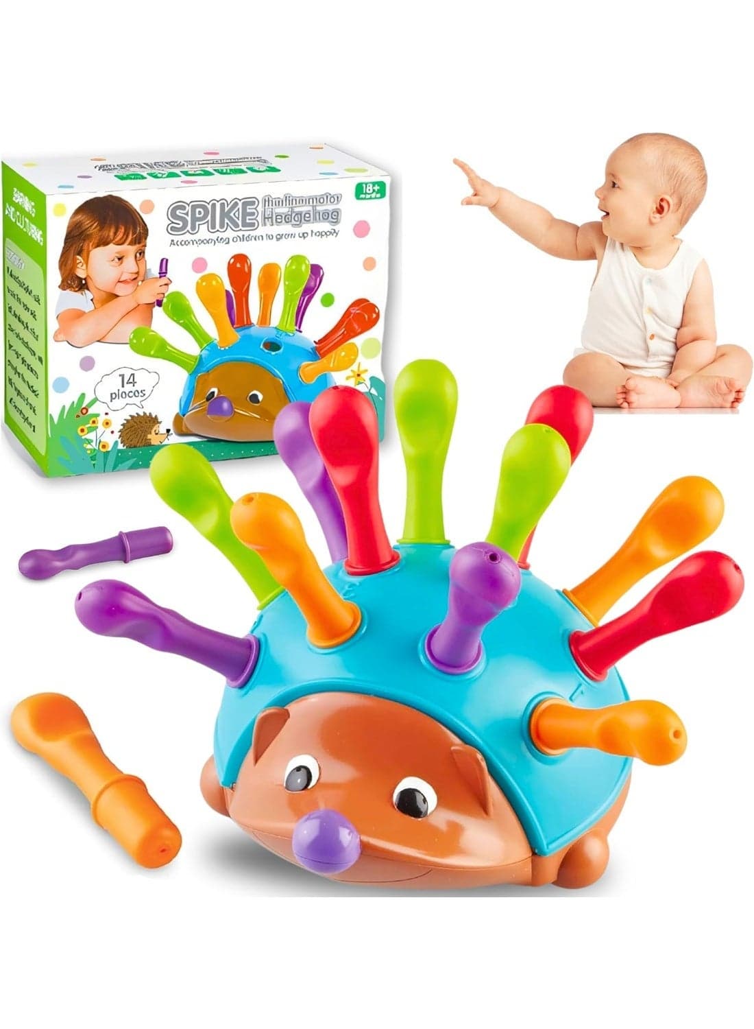 Fine Motor Hedgehog Toy for Toddlers | 14-Piece Montessori Learning Set | Educational Sensory Toy for 18+ Months Kids