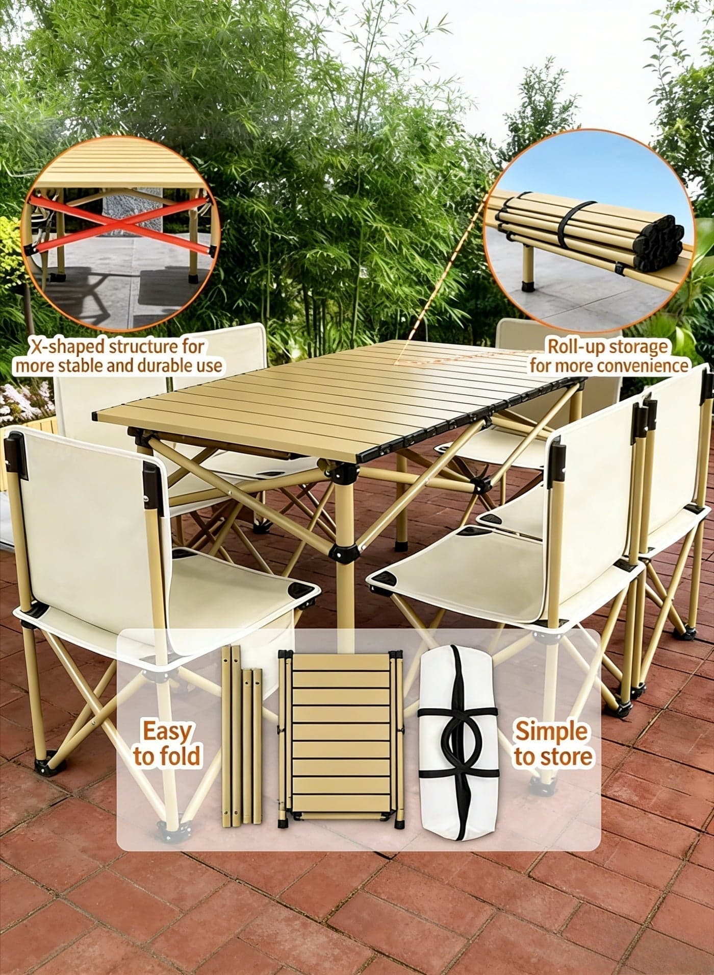 CKIKH Outdoor Camping Folding Table: Portable folding table with storage bag, easy to carry, perfect for outdoor activities, picnics, cooking, beach trips, hiking, and fishing.