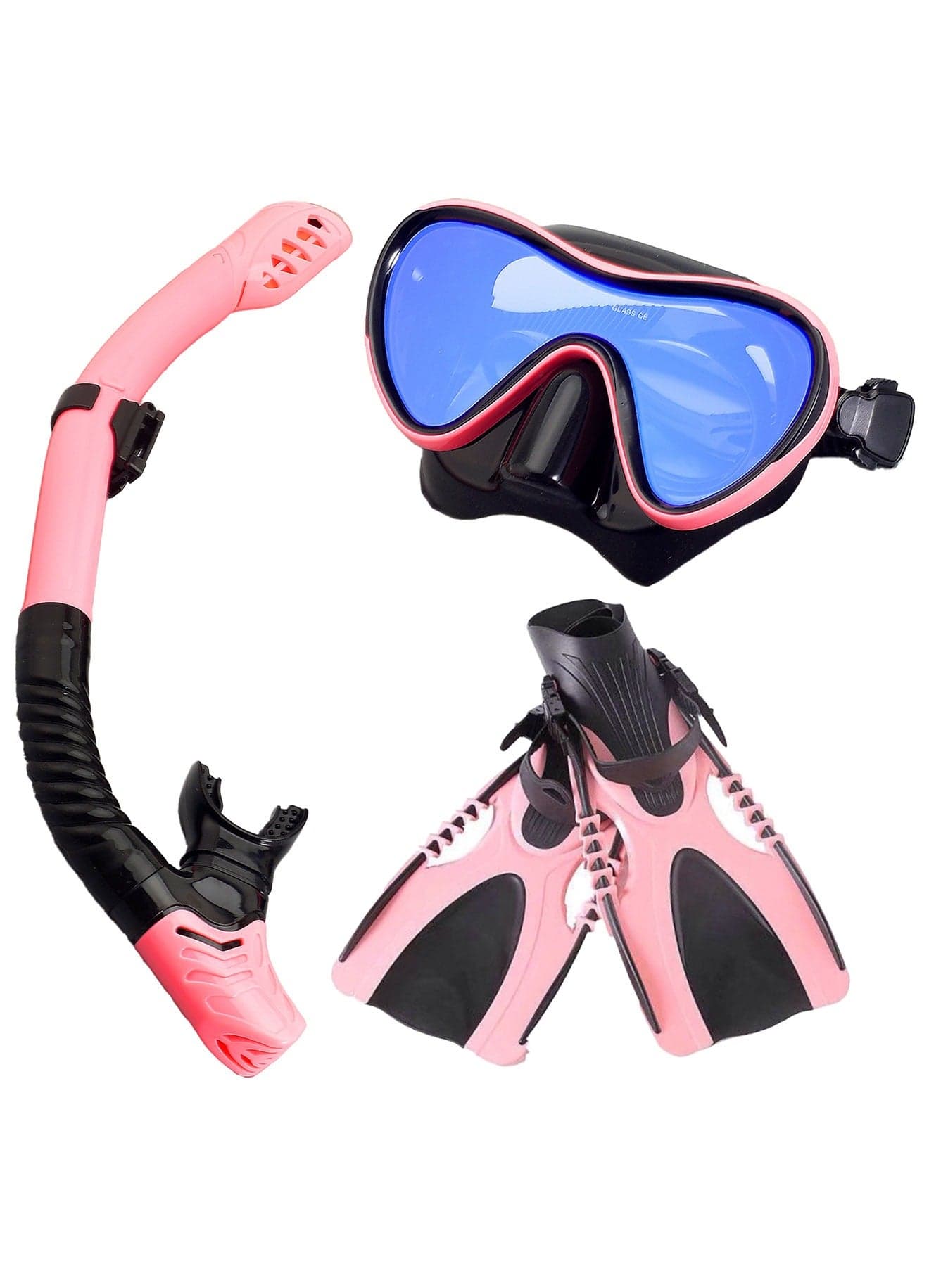 Adando Diving Snorkeling Face Mask Set - Face Mask With Dry Breathing System With Fins & Snorkel - Food Grade Silicone Diving Goggles - Anti Fog Leakproof Diving Equipment for Adults Teens (L/XL)
