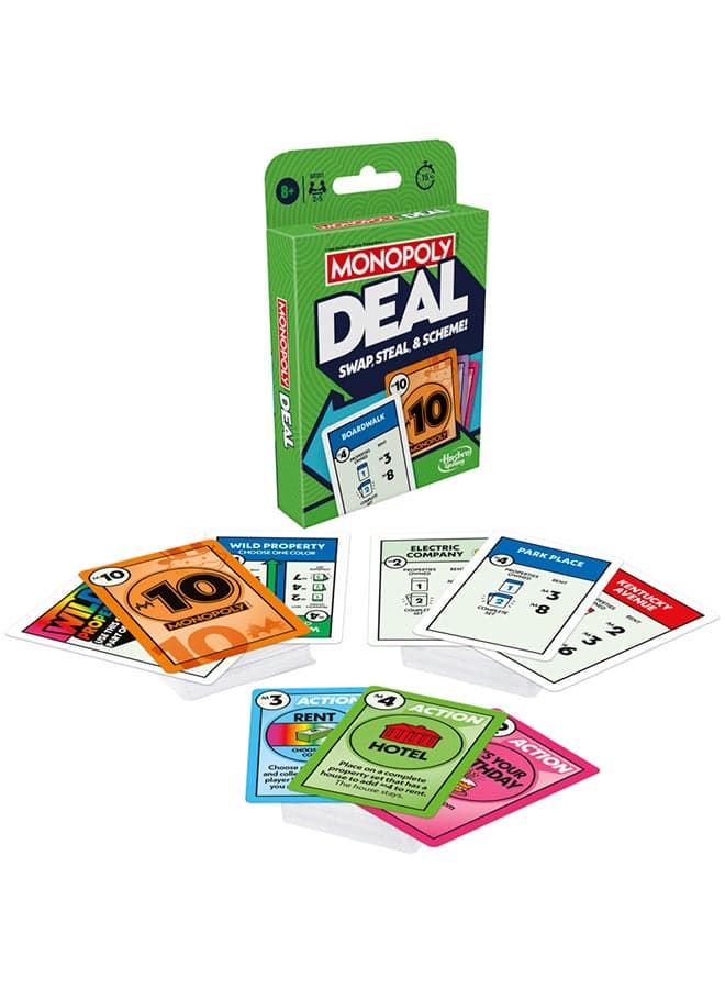 Deal Card Game (English)– Quick-Playing Card Game, Fun Games for Families and Kids, Fun Property Trading, Steal, Swap, and Scheme to Win! Ages 8 and Up, 2 to 5 Players