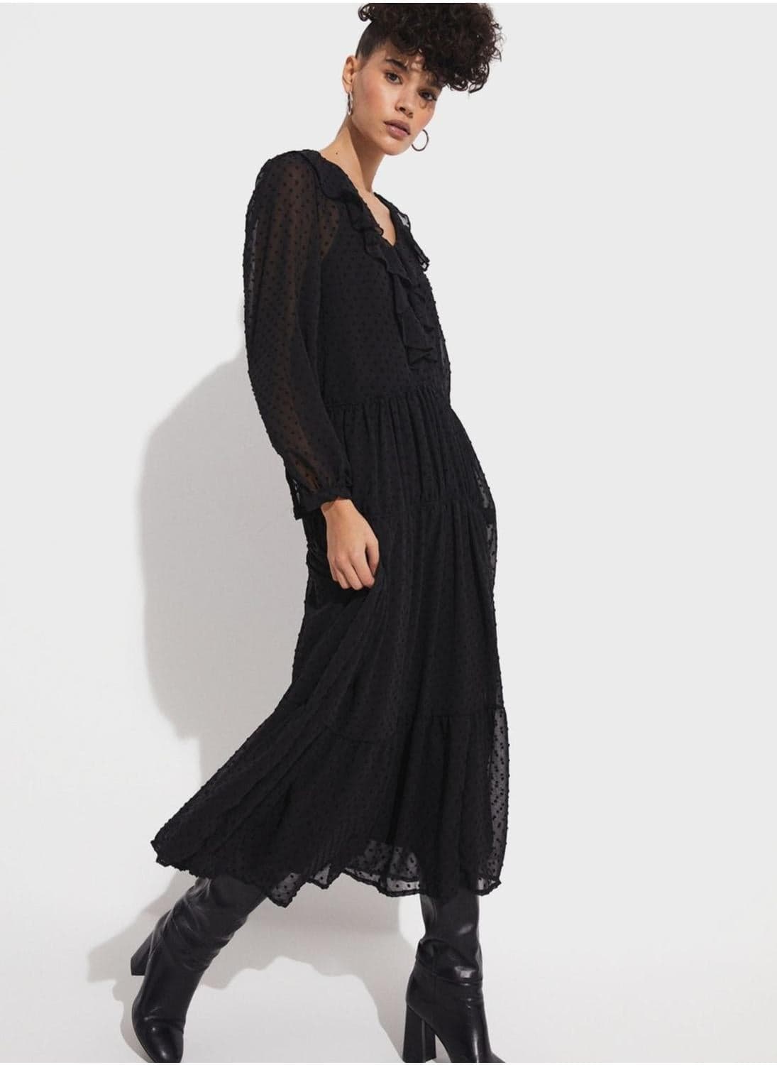 Ruffled Swiss Dot Dress