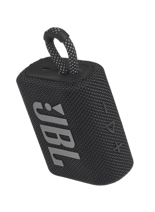 Go 3 - Waterproof Wireless Portable Bluetooth Speake and Dustproof , Big Pro Sound with Punchy bass,Built-in long-lasting battery, Made in Part with Recycled Materials (Black)