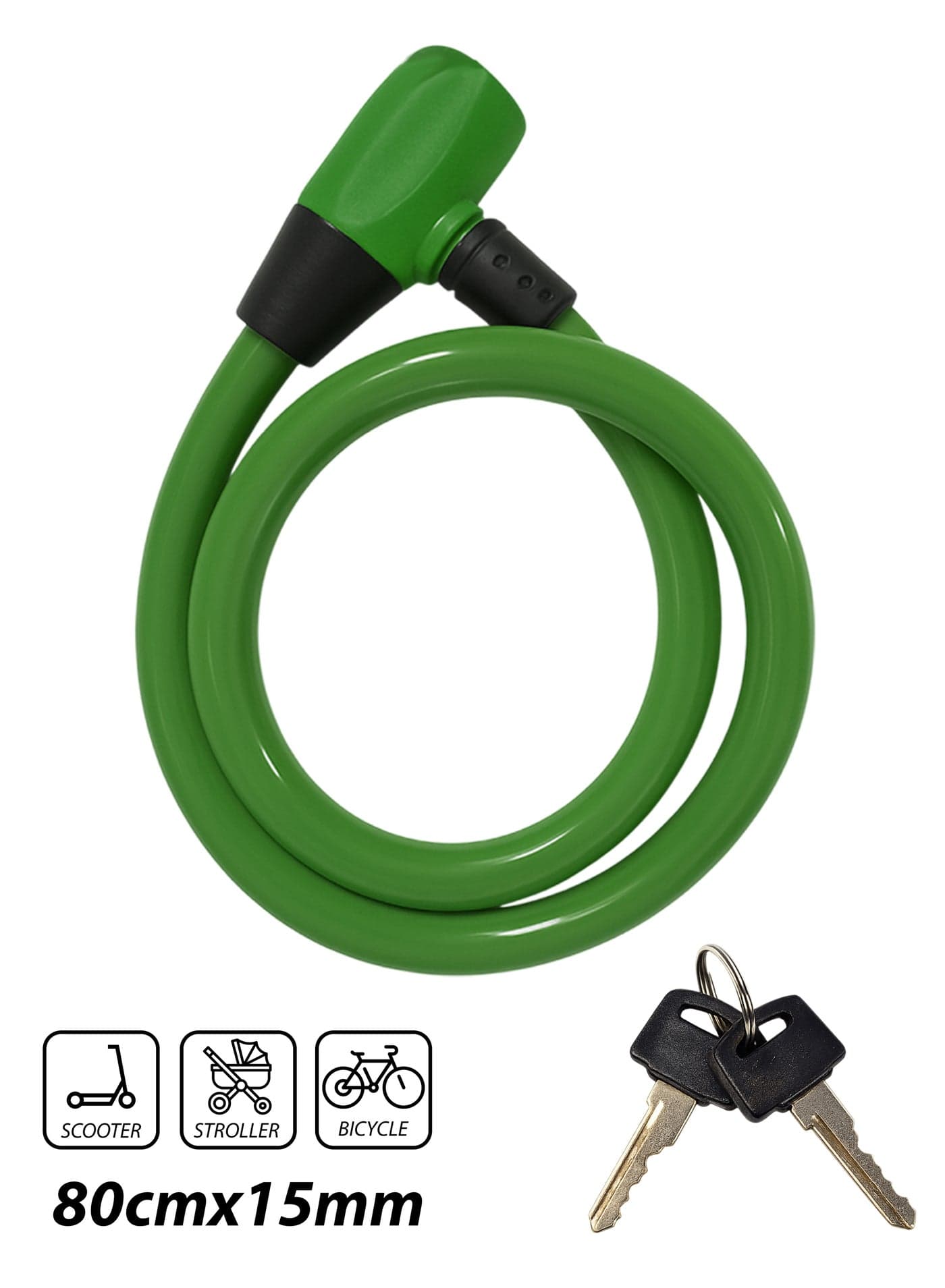 Heavy Duty 80cm Bicycle Lock Cable Anti-Theft Security Bike Lock for Scooter, Cycle, Baby Stroller, E-Bike, Motorcycle, Gate & Outdoor Use – Alloy Lock Buckle with HDPE Coated Steel Wire