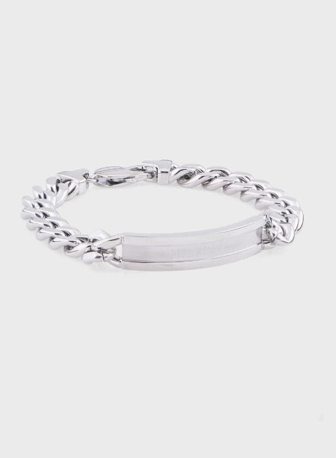 Mens Chain Bracelet In Stainless Steel With An Engraved Plaque - 2790579