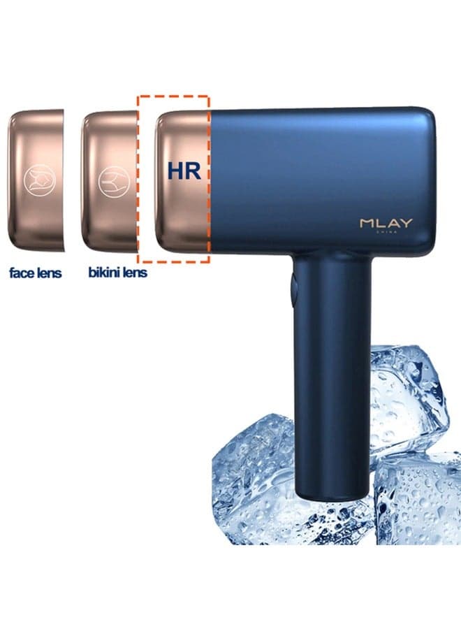 T14 Painless Ice Compress Laser Hair Removal Device,500,000 Flashes Epilator For Whole Body Bikini Line Arm Armpit Face Back Leg (1*HR+1*Bikini+1*Face Lamp)