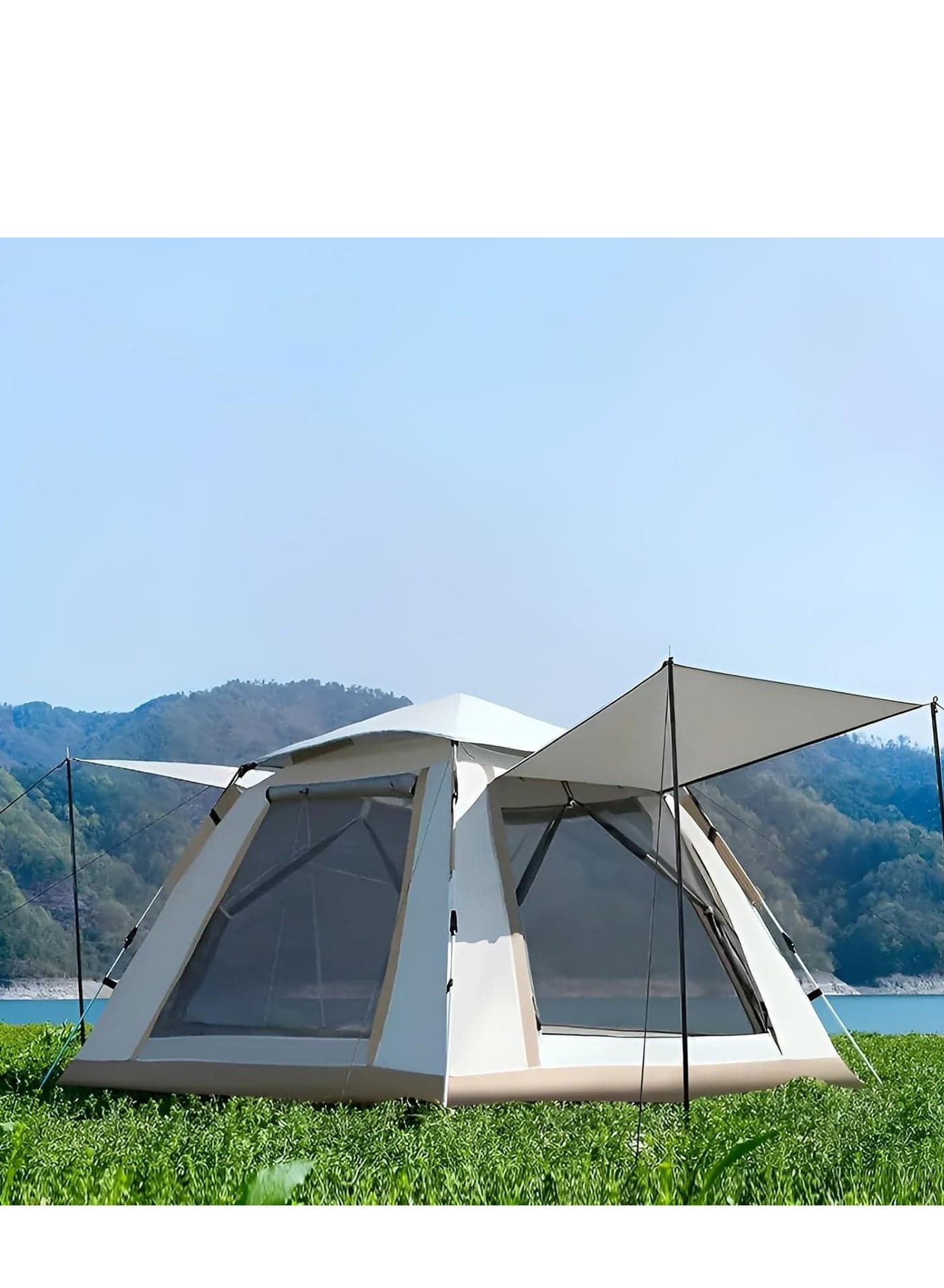 6 Person Automatic Camping Tent (240×240×150 cm) | Instant Pop-Up Dome Tent | Portable, Windproof & Lightweight Outdoor Tent for Family Camping, Hiking, Beach & Picnic – Beige