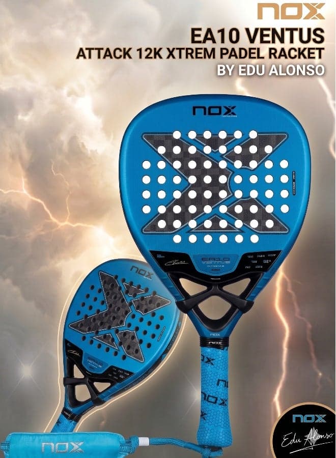 EA10 Ventus Attack 12K Xtrem Padel Racket by Edu Alonso – Diamond Shape, High Balance, Explosive Power Performance