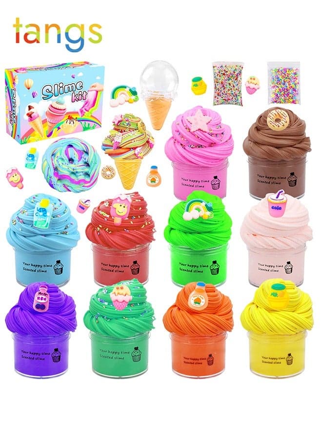10 Pack Long-Lasting Scented Slime Kit for Kids -Non-Sticky & Safe Sensory Toys for Stress Relief, Stretchy Fun Party Favors, Birthday Gifts for Boys and Girls
