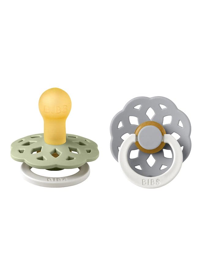 Baby Pacifier Boheme, Made with Natural Rubber Latex, Round Nipple, Mouth Skin Sensitive, Soft, Flexible, For Babies 6 Months and Above, BPA-free, Sage/ Cloud Glow Colour, Pack of 2, Size 2