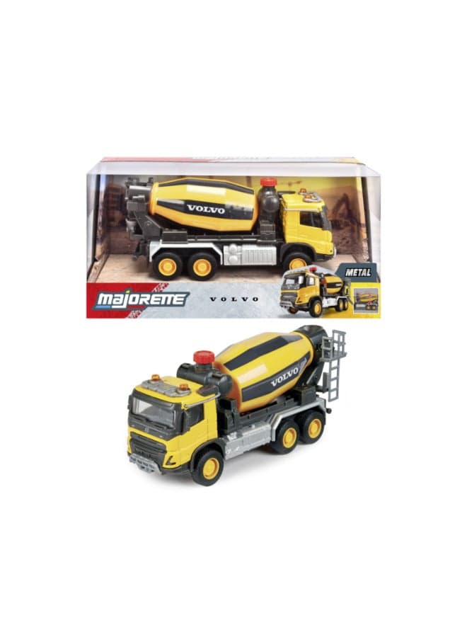 Majorette Volvo FMX Truck Cement Mixer, 19 cm Officially Licensed Volvo Construction Vehicle, Grand Series Diecast Toy with Metal Cab, Freewheel and Functional Mixer Features, Ages 3+