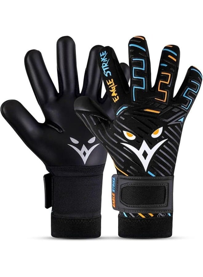 EAGLE STRIKE Goalkeeper Goalie Gloves| Soccer Gloves with Adjustable Grip for Wrist Support | Football Goal Keeper Gloves for Adult, youth and Junior for Professional Football training
