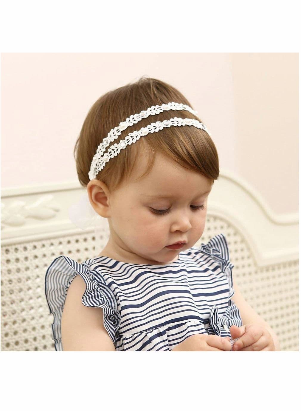 2Pcs Baby Girl Super Elastic Headband,Cotton Lace Toddler Hair Band,Infant Soft Turban Hair Accessories Set(Pink/White)