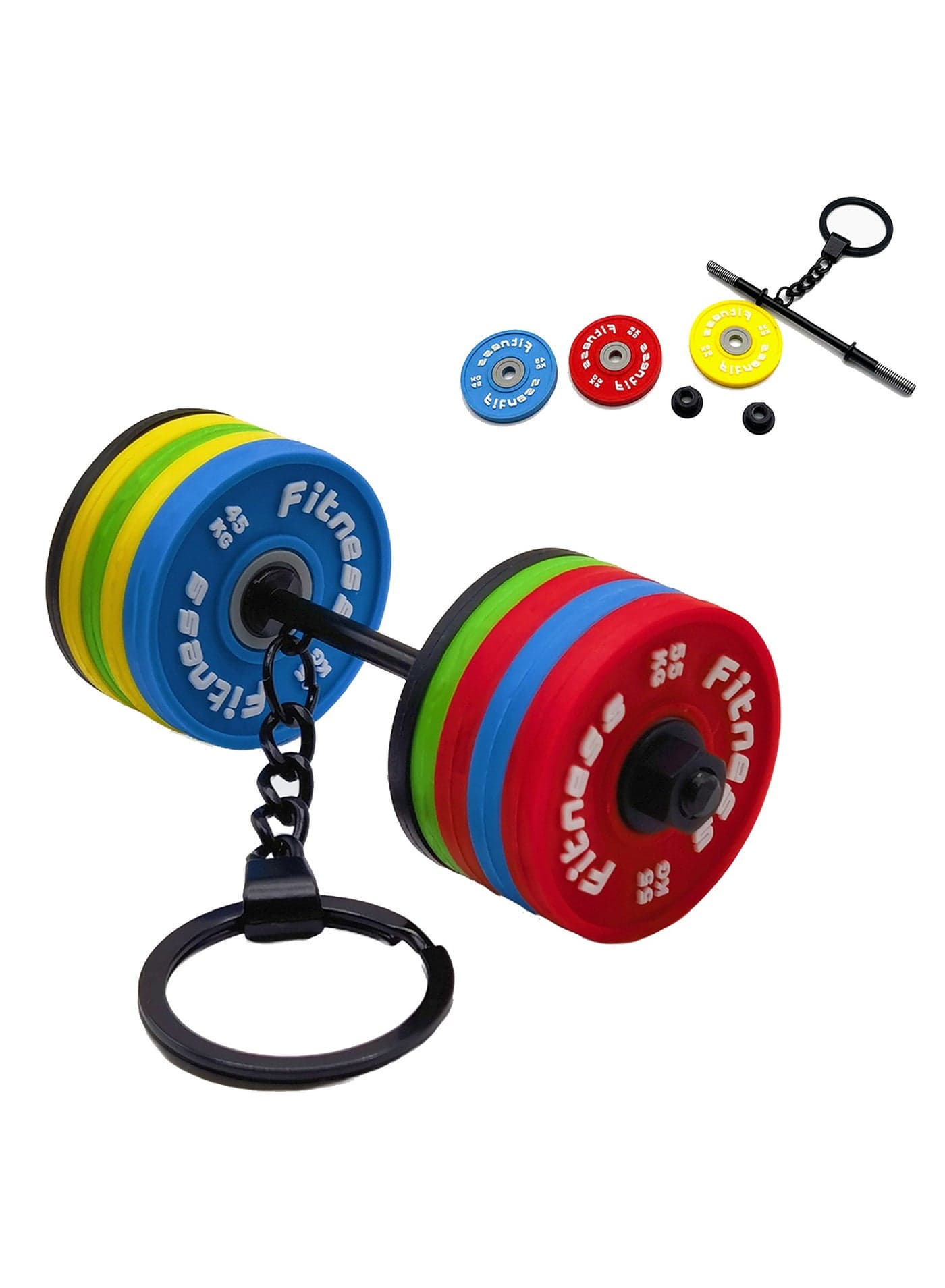 Keychain Gym Lover Barbell Key chain Weightlifting Keyring Silicone Weight Plate Gym Gifts Workout Gifts Bag Charm Backpack Charms