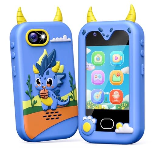Lapare Kids Smart Phone Toys 28 Touchscreen HD Dual Camera Cell Phone for Kids Birthday Gifts Dinosaur Toddler Play Phone for Boys 310 Travel Learning Toy with 32GB SD CardBlue