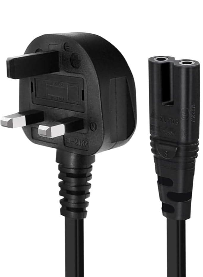 2 Prong AC Power Cord Cable for Samsung LG TCL Sony TV Compatible HP Printer PS3 PS4 PS5 UK
