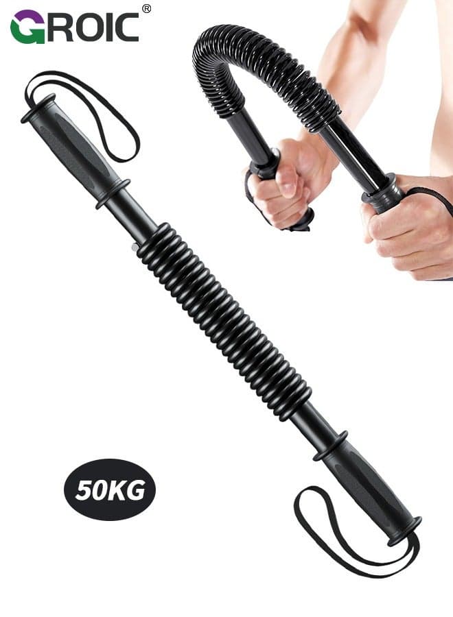 50KG Power Twister Bar, Upper Body Strength Training Bar, Heavy Duty Arm Builder for Strengthening Chest Workout, Shoulders, Biceps, Arms, Forearm Strengthener Builder Spring Exercise Bar