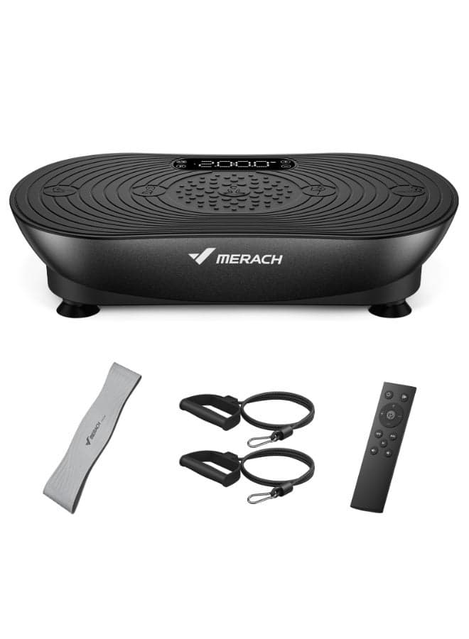 MERACH Vibration Plate Exercise Machine, Vibrating Platform for Lymphatic Drainage Weight Loss Muscle Activation, Full Body Home Exercise Equipment with LED Touch Screen Bluetooth Pull Cord