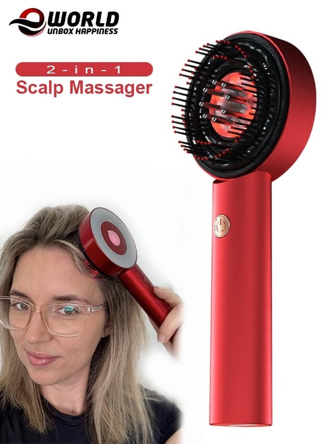 2-in-1 Electric Scalp Therapy Massager with LED Red Light Hair Growth, Portable Waterproof Head and Scalp Massager Brush, Assorted Colors