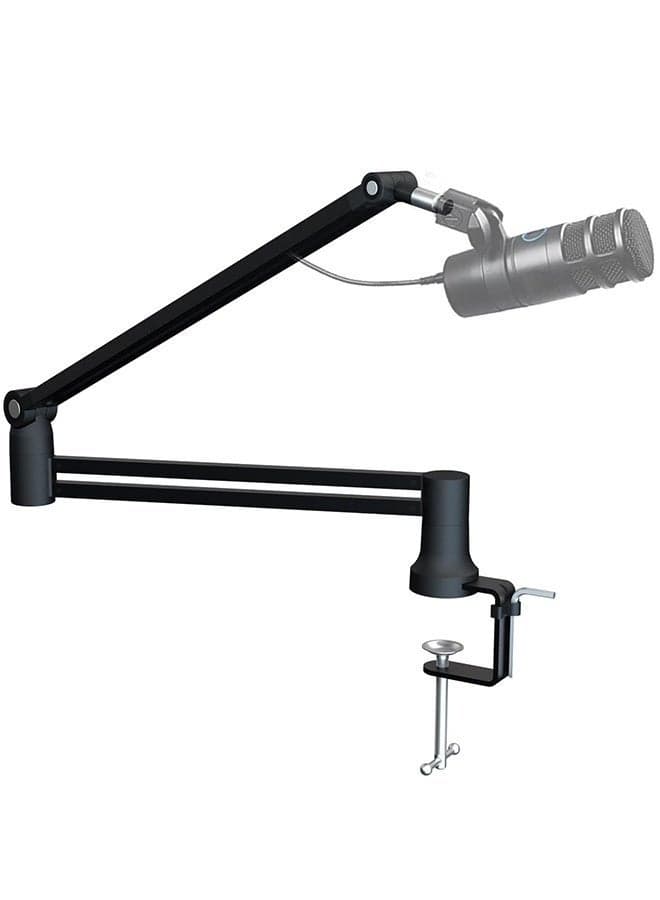 Microphone Boom Arm with gimbal phone holder, Low Profile Adjustable Stick Microphone Arm Stand with Desk Mount Clamp, Screw Adapter, Cable Managemen