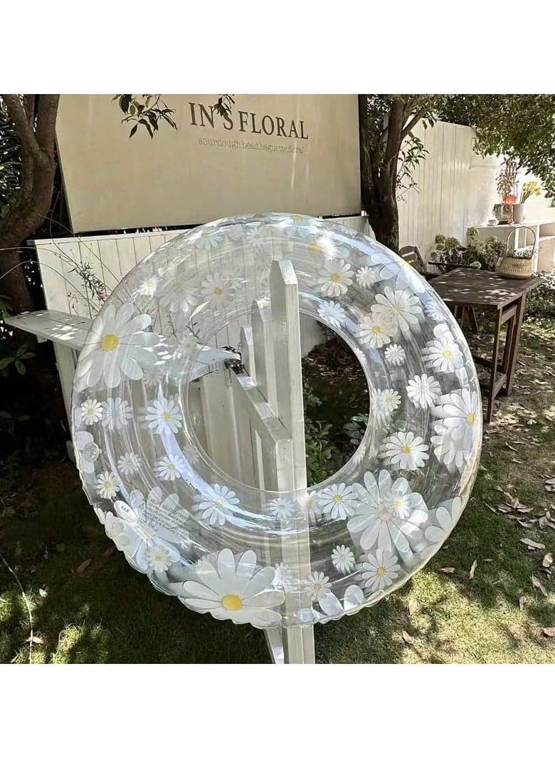 1pc Daisy Swim Ring For Adults - Durable Pvc, Perfect For Summer Outdoor Fun(90#)
