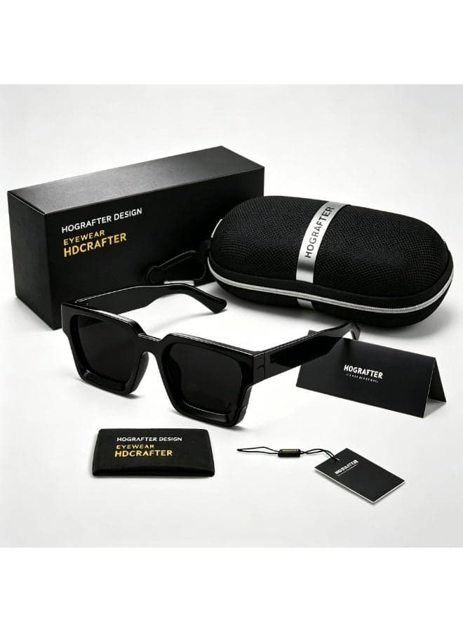 HDCRAFTER Thick Square Sunglasses for Men & Women, Retro Chunky Rectangle Shades with UV400 Protection