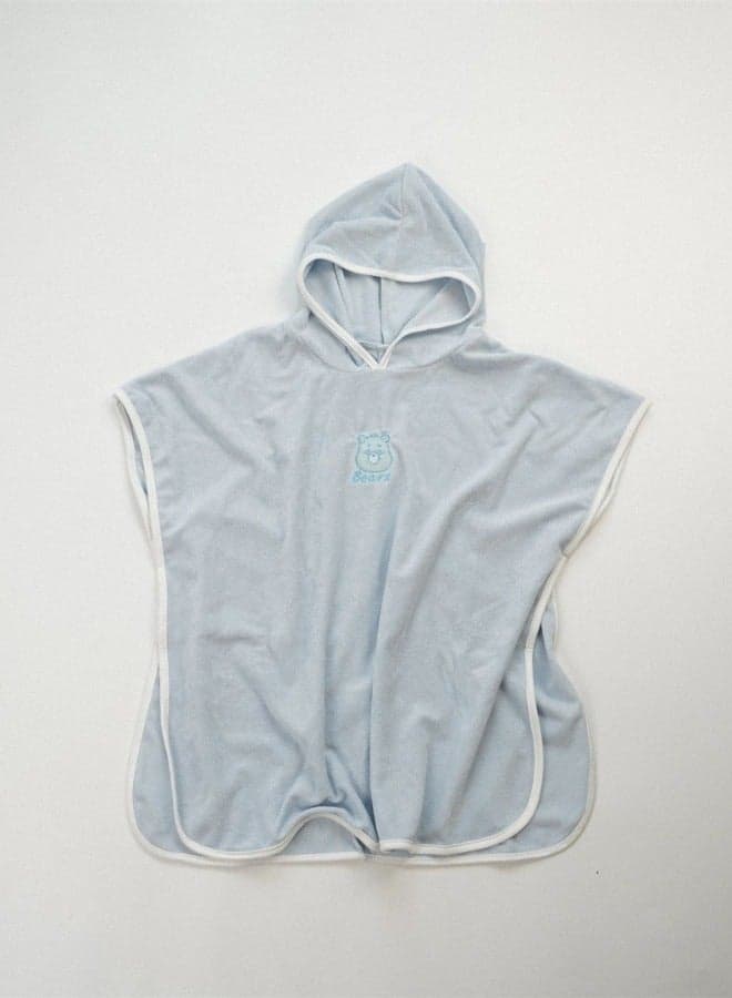 Children's Hooded Bath Towel Spring and Summer Cotton, Boys and Girls Cape Beach Swimming Bathrobe - Light Blue