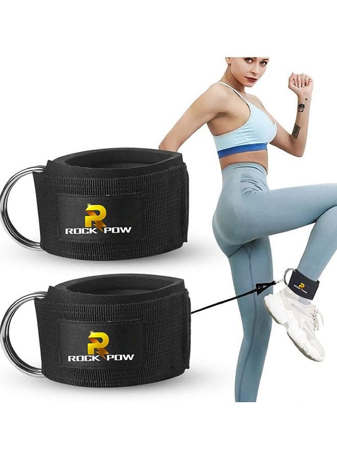 Fitness Padded Ankle Straps for Cable Machines for Kickbacks Black 47X5X1cm
