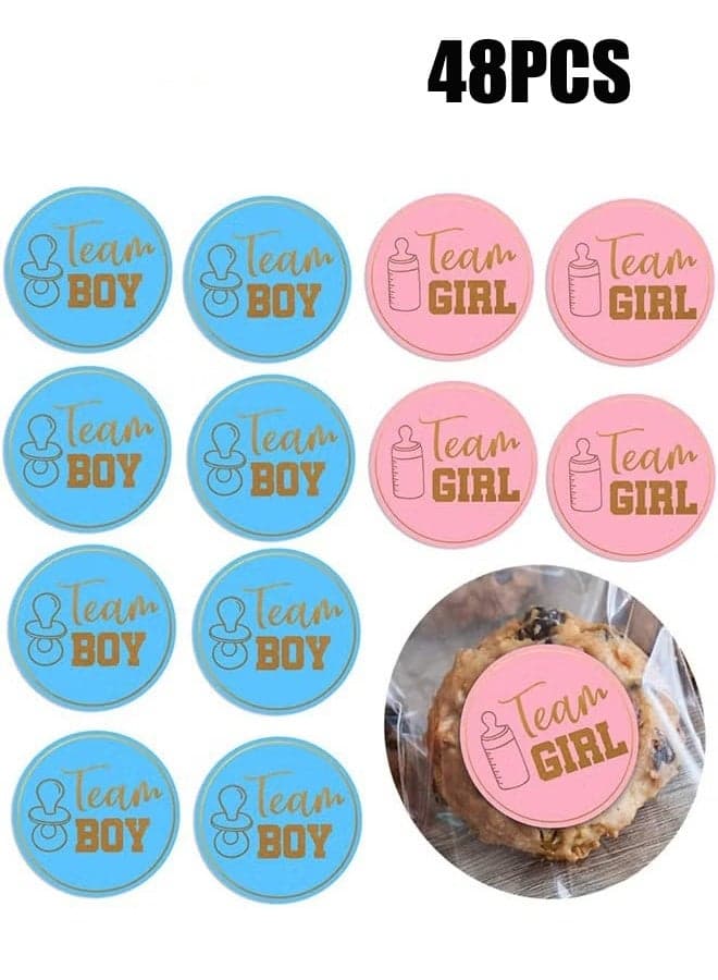 48 Pcs Gender Reveal Stickers for Party Invitations and Voting Games Team boy or Girl Stickers for Reveal Parties Baby Shower Labels Decorations Labels (Easy to Peel and Stick)