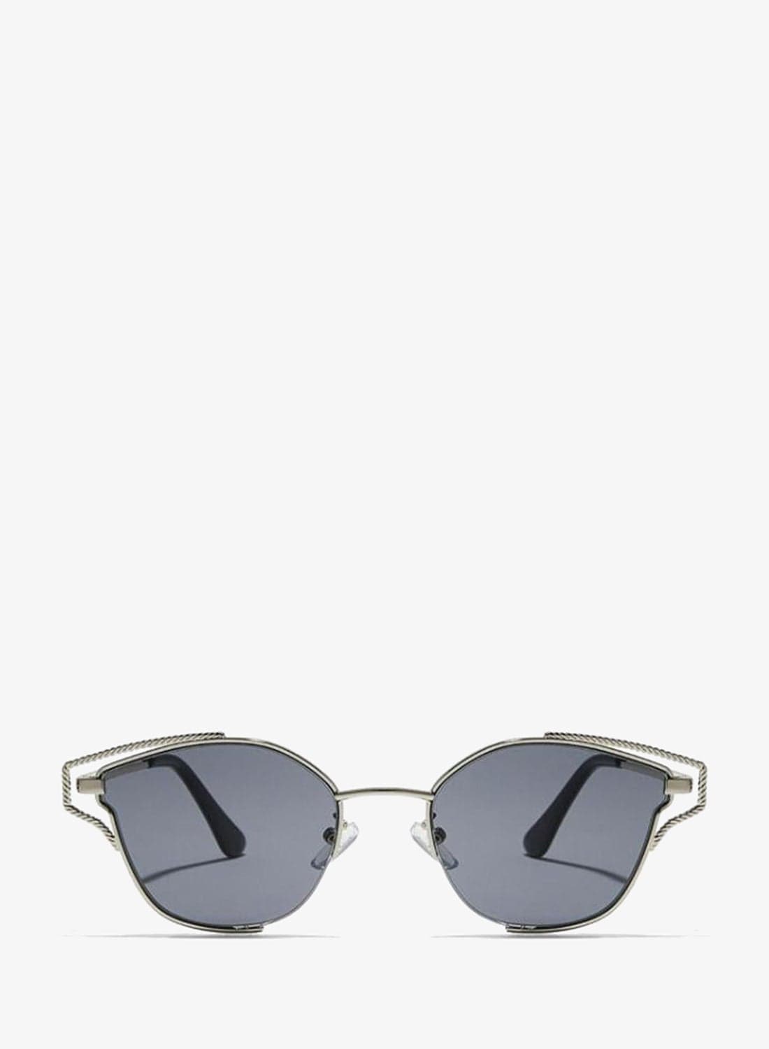 HYPATIA Women Silver Sunglasses - Frame Material: Metal- Frame Color: Silver-Lens Color: Black - Full Rim