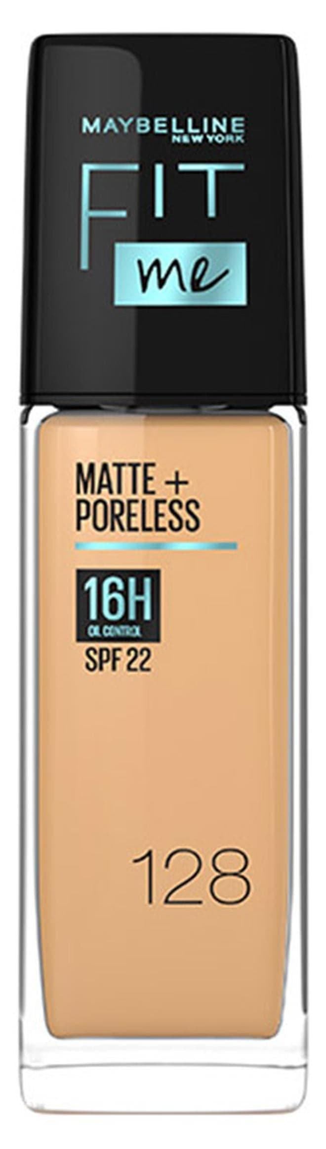 Fit Me Matte + Poreless Liquid Foundation – 16 Hour Longwear Mattifying Oil Control SPF 22 PA++ & Blurs Pores for Normal to Oily Skin, Even Sensitive & Acne Prone - 128 | 30ml
