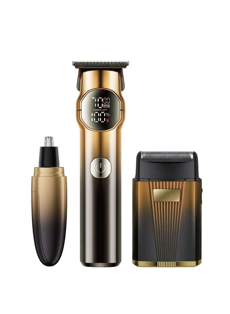 Moxedo Revonex 3 in 1 Grooming Kit Rechargeable Cordless Electric Hair Trimmer T-Blade Head LED Display USB-C Charging Port for Nose , Body and Face