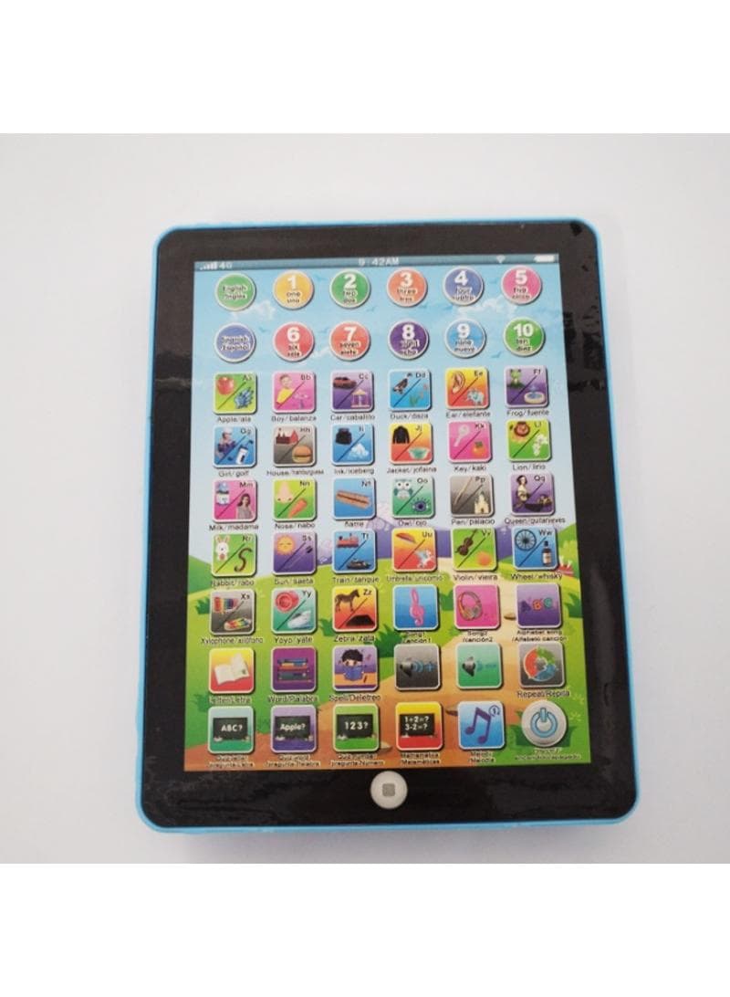 English tablet learning machine Children's early education story machine point reading machine learning toys without battery English and Spanish blue