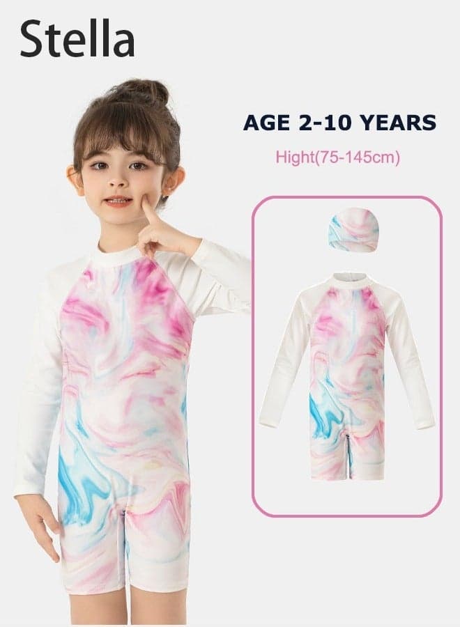 Girls one piece Swimming Wear With Swim Cap Suit for Toddler/Junior/Youth Aged 2-12 Years girls,No formaldehyde, bleach, and fluorescent agen