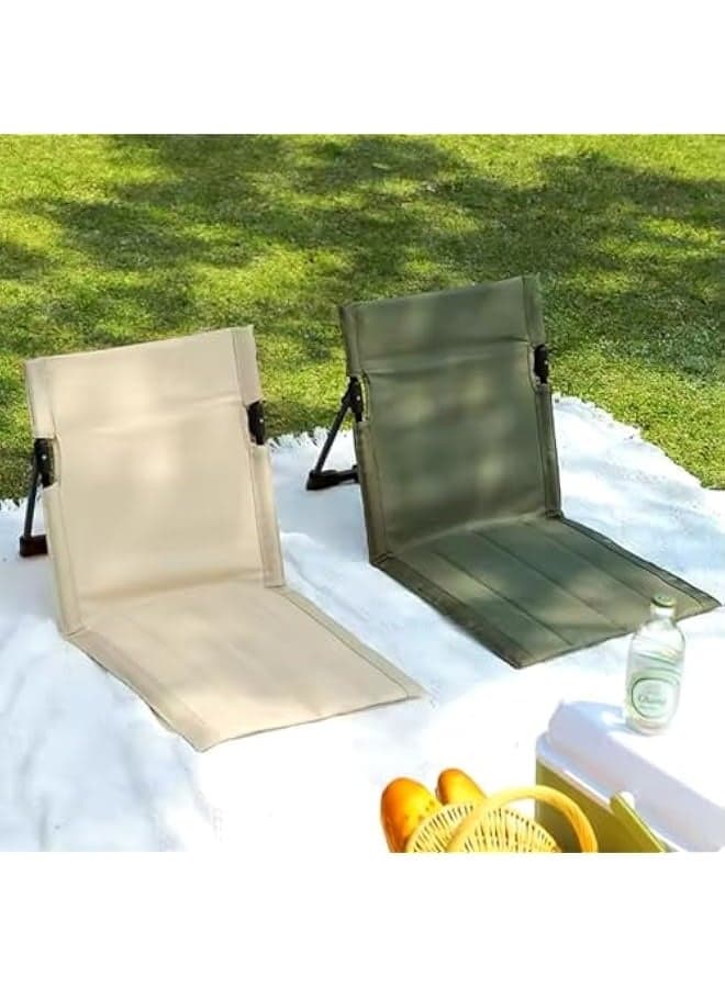 Outdoor Camping Ultra-light Comfortable Folding Chair Park Leisure Beach Chair Portable Single Lazy Chair Back Camping Chairs (Cream)