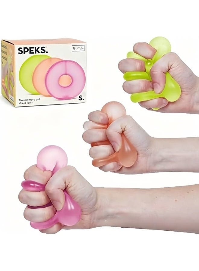 Speks Gump Loop Stress-Relieving Balls, memory gel slow-rebound squeeze toys, soft donut-shaped finger toys, effectively relieve anxiety, suitable for children and adults (3-pack)