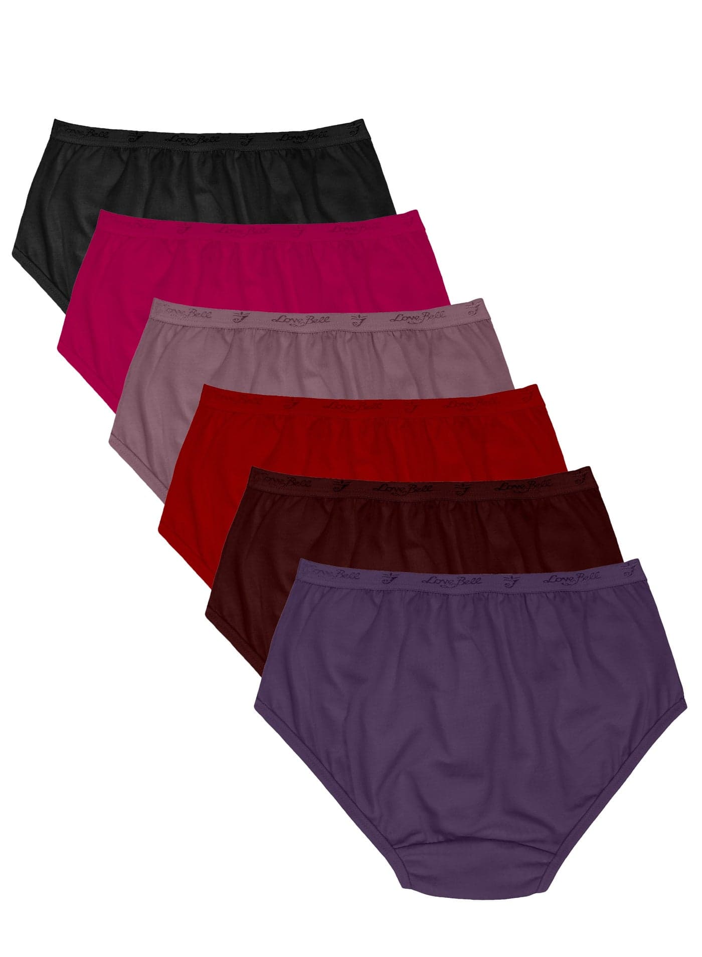 Love Bell Premium Cotton Four-way stretch Panties - MULTIPACK - Regular and Plus Sizes - Classic Briefs for Women (UAE/KSA, Alpha, XL, Regular, Regular, Dark Plain - 6 Pcs Pack)