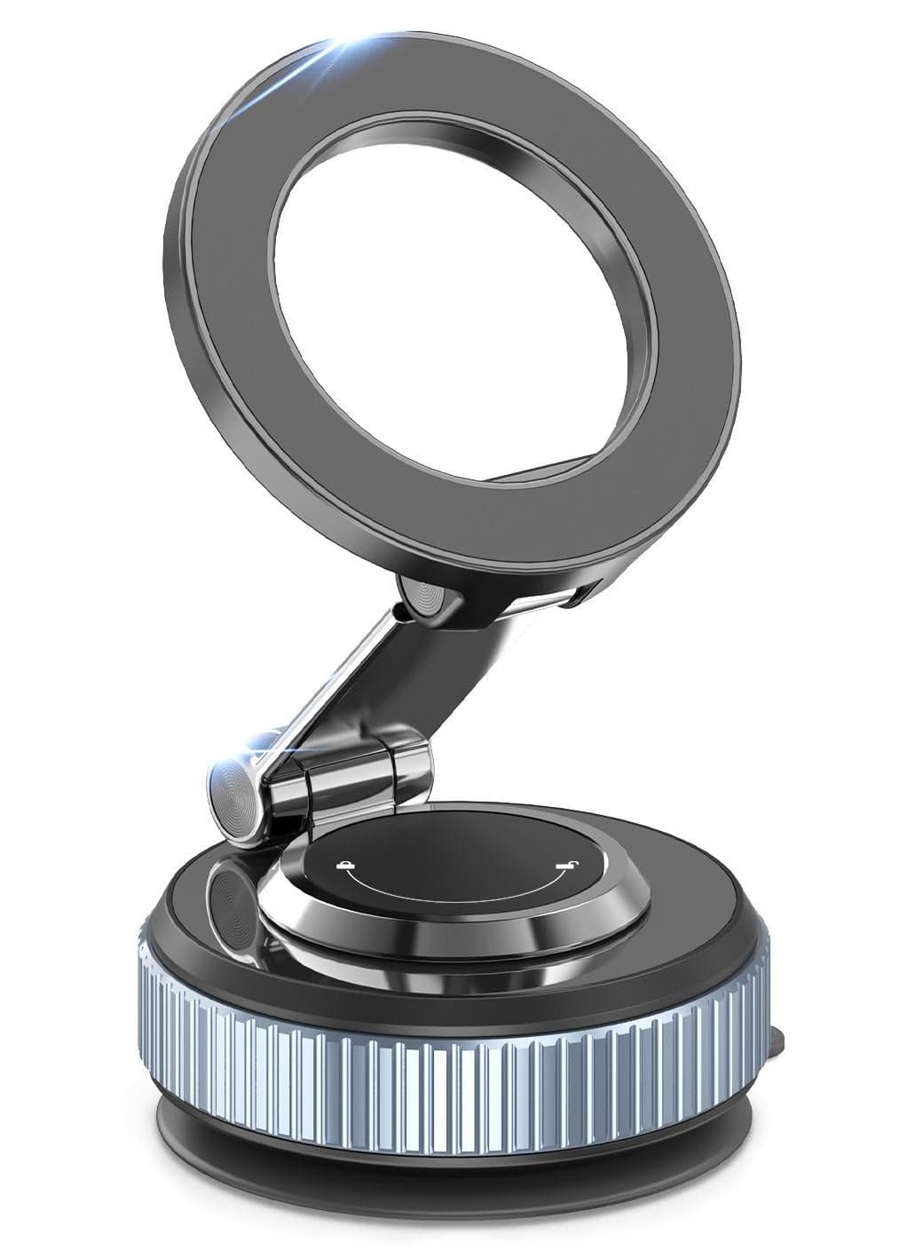 Magnetic Car Phone Holder, 360° Rotatable and Foldable, with Vacuum Suction Cup and Magnetic Ring, Mini Car Phone Mount with Magnetic Ring, for Car/Desk/Mirror and Other Smooth Surface